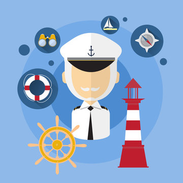 Sailor Man Captain Ship Crew Icon