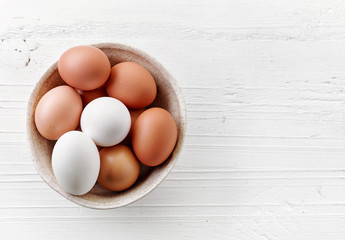 bowl of various fresh eggs
