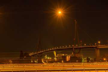 Köhlbrandbrücke bei Nacht in Hamburg