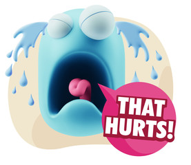 3d Illustration Sad Character Emoji Expression saying That Hurts