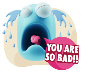 3d Illustration Sad Character Emoji Expression saying You are so