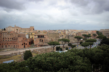 Fototapeta na wymiar Panoramic view on Foro Romano, Rome, Italy