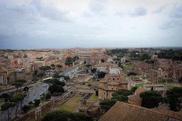 Fototapeta na wymiar Panoramic view from Altare della Patria, Rome, Italy