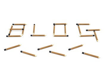 BLOG in the form of pencils on white background 3D illustration