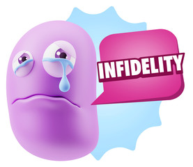 3d Illustration Sad Character Emoji Expression saying Infidelity