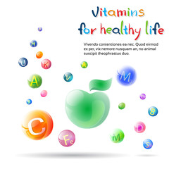 Vitamins Healthy Life Banner With Copy Space
