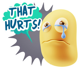 3d Illustration Sad Character Emoji Expression saying That Hurts