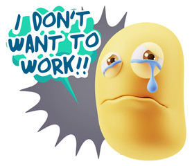 3d Illustration Sad Character Emoji Expression saying I Don't Wa