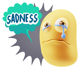 3d Illustration Sad Character Emoji Expression saying Sadness wi