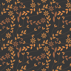 Naklejka premium Autumnal seamless pattern with plants, leaves and flowers