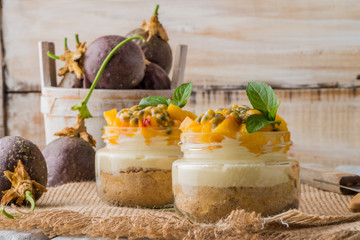 Desert with yogurt and passion fruit