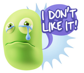 3d Illustration Sad Character Emoji Expression saying I Don't Li