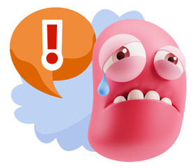 3d Illustration Sad Character Emoji Expression saying Exclamatio