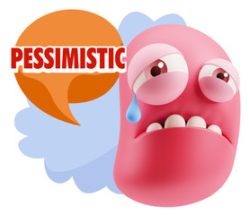 3d Illustration Sad Character Emoji Expression saying Pessimisti