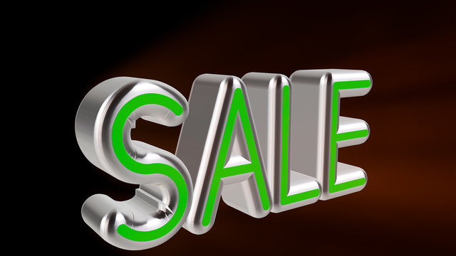 3d illustration neon text SALE. 3D rendering for business.