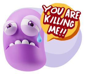 3d Illustration Sad Character Emoji Expression saying You are Ki