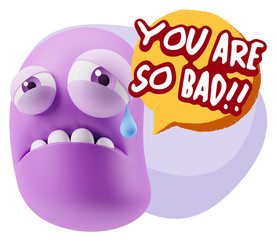 3d Illustration Sad Character Emoji Expression saying You are so