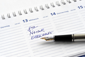 Erbschaft, Notar, Erbe, Nachlass, Testament, Kalender, Termin, Tod, Erbschaftssteuer, F&uuml;ller