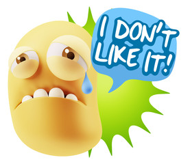 3d Illustration Sad Character Emoji Expression saying I Don't Li