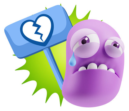 3d Illustration Sad Character Emoji Expression saying Broken Hea