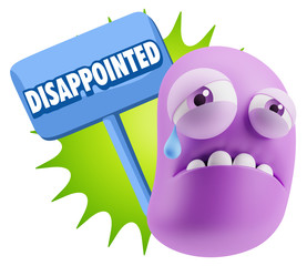 3d Illustration Sad Character Emoji Expression saying Disappoint