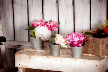 Pots with flowers