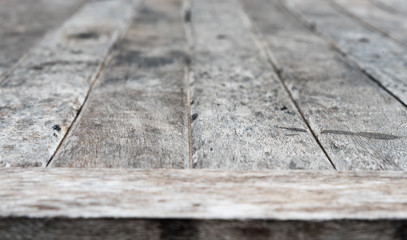 Empty wooden deck table