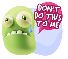 3d Illustration Sad Character Emoji Expression saying Don't do t