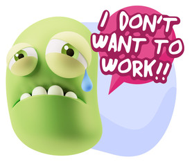 3d Illustration Sad Character Emoji Expression saying I Don't Wa