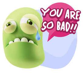 3d Illustration Sad Character Emoji Expression saying You are so