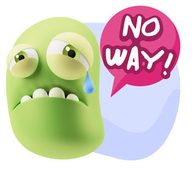 3d Illustration Sad Character Emoji Expression saying No Way wit