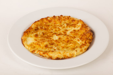 round khachapuri isolated white background