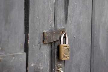 Lock on wooden door