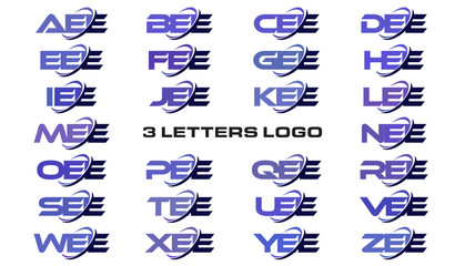 3 letters modern generic swoosh logo AEE, BEE, CEE, DEE, EEE, FEE, GEE, HEE, IEE, JEE, KEE, LEE, MEE, NEE, OEE, PEE, QEE, REE, SEE, TEE, UEE, VEE, WEE, XEE, YEE, ZEE