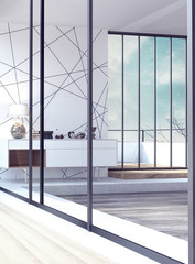 Plakat Modern interior design of living room 3d Render
