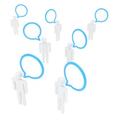 people with talk bubbles isolated over a white background. 3d rendering.