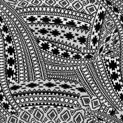 Seamless vector tribal texture. Vintage ethnic seamless backdrop. Tribal seamless texture. Striped vintage boho fashion style pattern background with tribal shape elements.