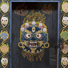 Artwork in a Buddhist monastery, Bhutan