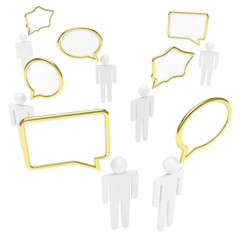 people with talk bubbles isolated over a white background. 3d rendering.