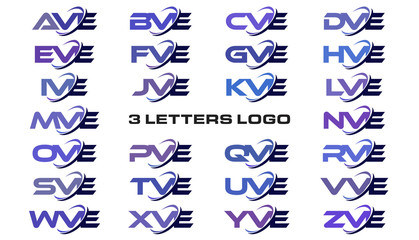 3 letters modern generic swoosh logo AVE, BVE, CVE, DVE, EVE, FVE, GVE, HVE, IVE, JVE, KVE, LVE, MVE, NVE, OVE, PVE, QVE, RVE, SVE, TVE, UVE, VVE, WVE, XVE, YVE, ZVE