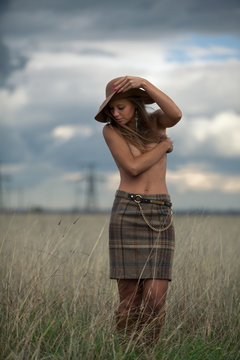 Lonely topless woman