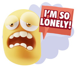 Obraz premium 3d Illustration Sad Character Emoji Expression saying I'm so Lon