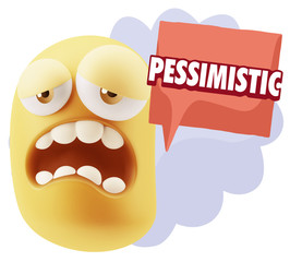 3d Illustration Sad Character Emoji Expression saying Pessimisti