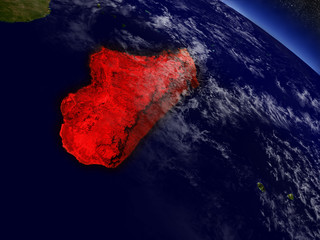Madagascar from space highlighted in red
