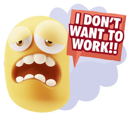 Obraz premium 3d Illustration Sad Character Emoji Expression saying I Don't Wa