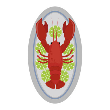 Lobster vector flat illustration isolated on white background. Fresh seafood lobster icon claw meal isolated. Gourmet crustacean cooked red dinner lobster marine food fresh fish delicious vector.