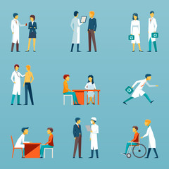 Medical staff flat vector icons. Health care set