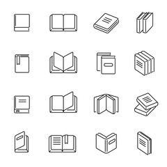 Books thin line icons vector