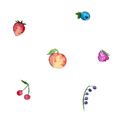 Set of watercolor berries