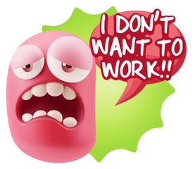 3d Rendering Sad Character Emoticon Expression saying I Don't Wa